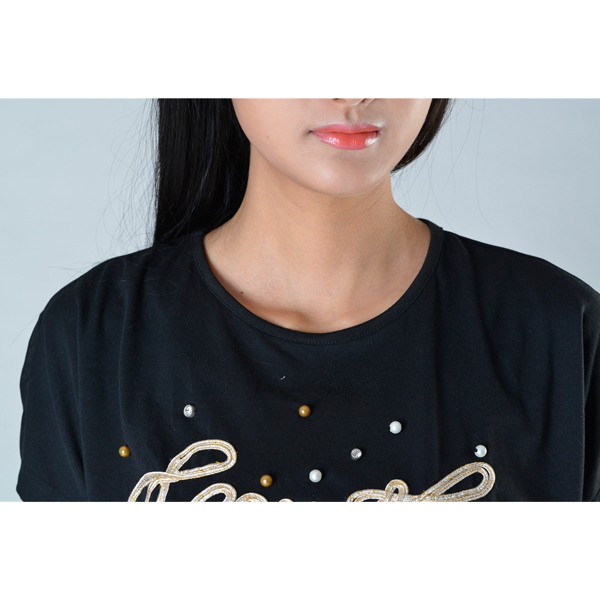 SY014針織車花訂珠短袖細節圖 SY014針織車花訂珠短袖細節圖