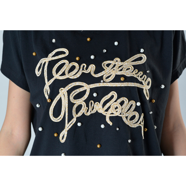 SY014針織車花訂珠短袖細節圖 SY014針織車花訂珠短袖細節圖