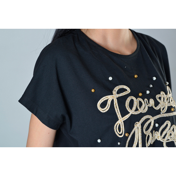 SY014針織車花訂珠短袖細節圖 SY014針織車花訂珠短袖細節圖